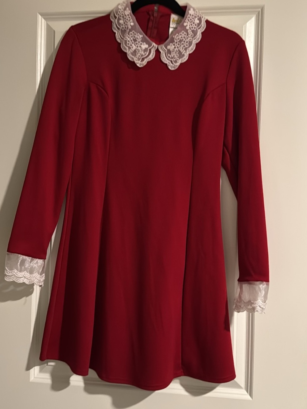 Sabrina Spellman- Red Lace Collar Long-Sleeve Dress and Wig